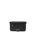 Sac à épaule Fendi Bos Taurus en cuir de veau noir, élégant et sophistiqué, avec détails de haute qualité.