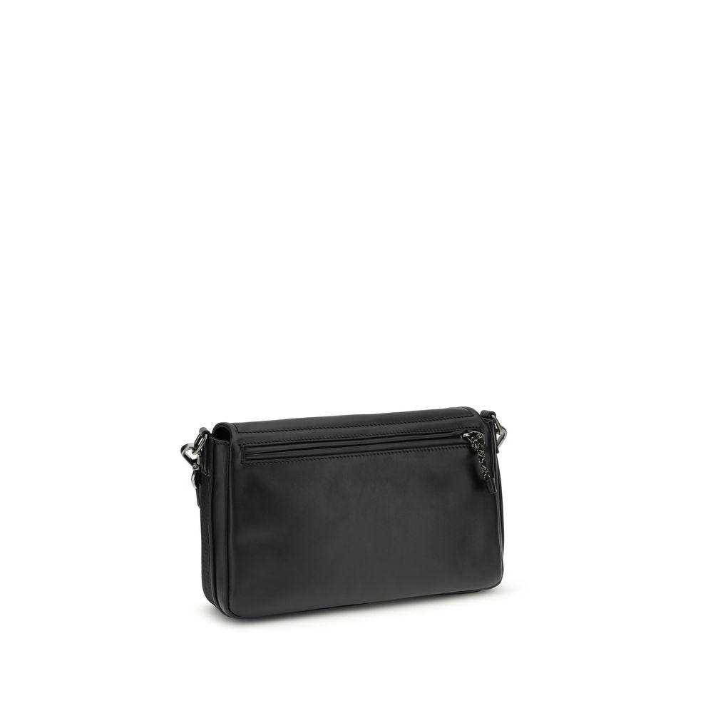 Sac à bandoulière Fendi Bos Taurus en cuir de veau noir, élégant et sophistiqué, avec détails de marque visibles.