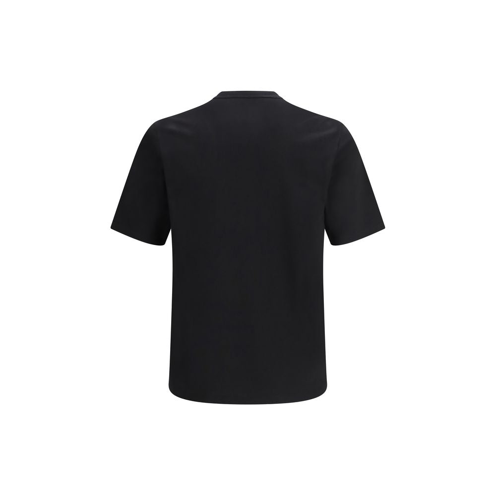 T-shirt en coton noir de la marque Saint Laurent, coupe classique, détail sobre, porté sur un mannequin.