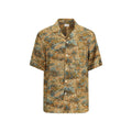 Chemise Saint Laurent en viscose à motif multicolore, design élégant avec motifs colorés, coupe moderne et tissu fluide.