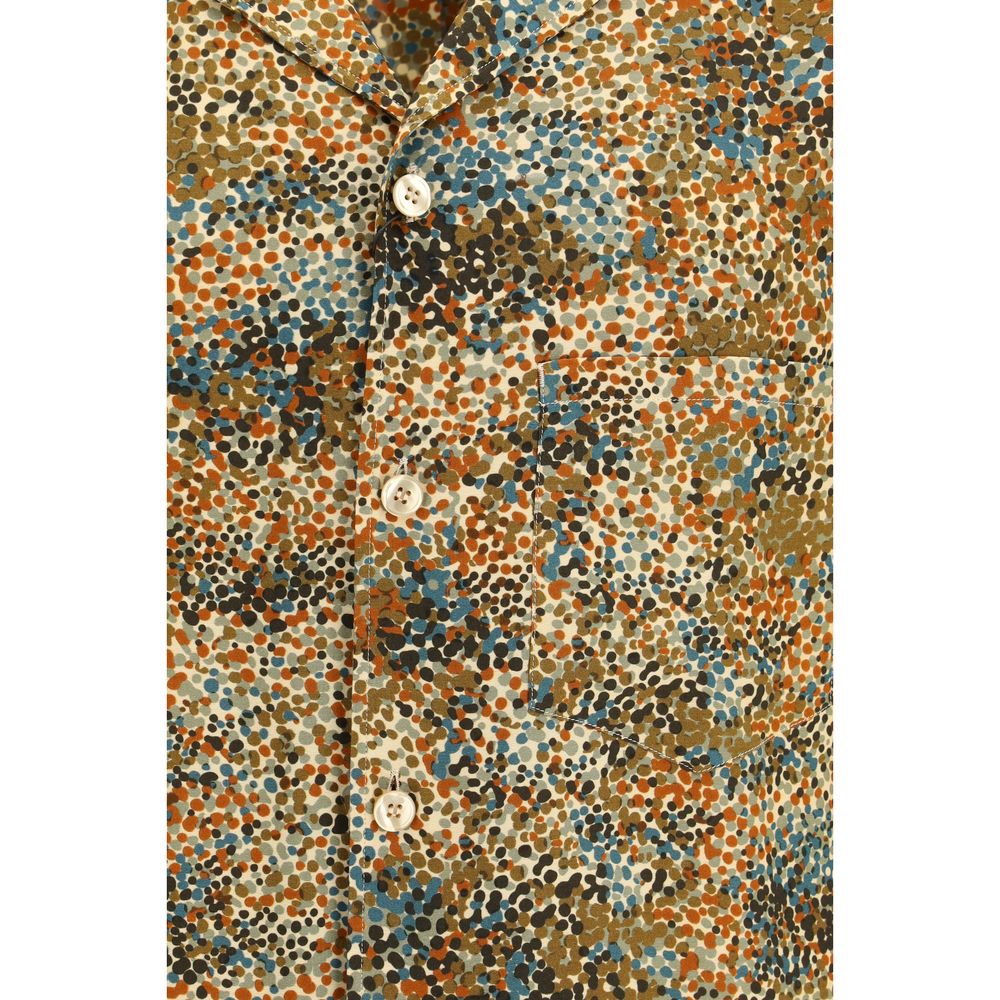 Chemise en viscose multicolore de Saint Laurent avec motif à motifs colorés, manches longues et col classique.