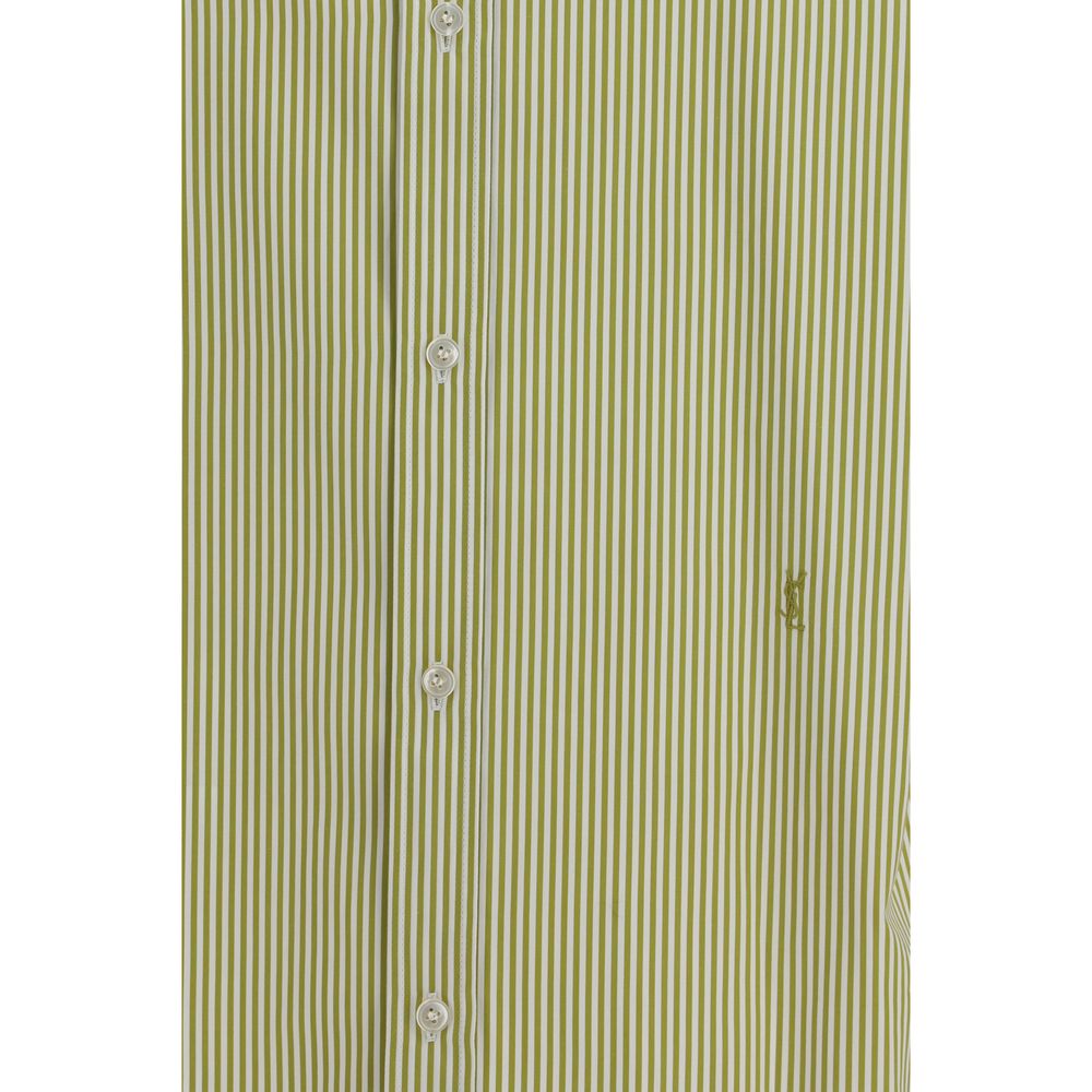 Chemise Saint Laurent en coton bicolore avec motif, style élégant et moderne, visible sur l'image.