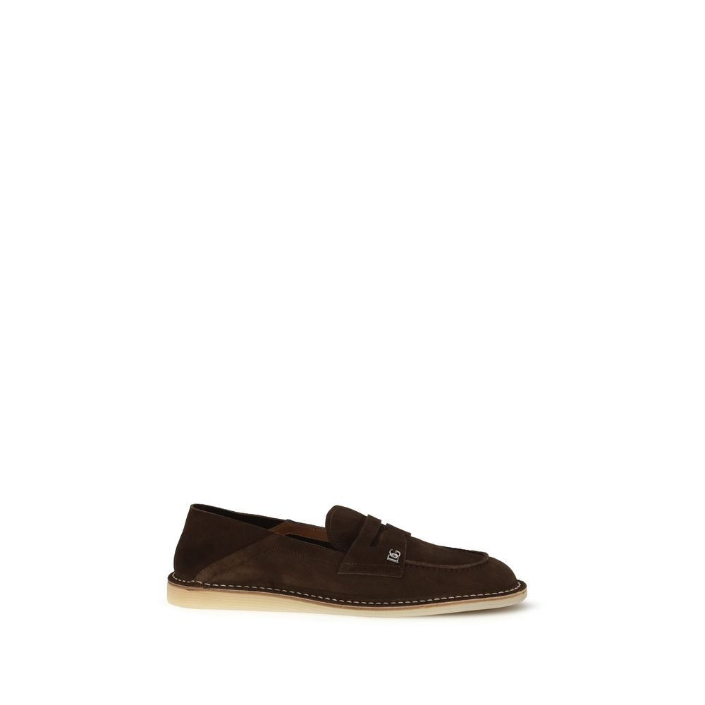 Dolce & Gabbana Braune Kalbsleder-Slipper aus Rindsleder