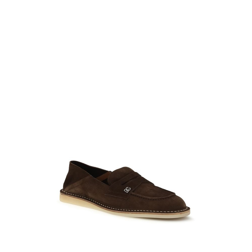 Dolce & Gabbana Braune Kalbsleder-Slipper aus Rindsleder