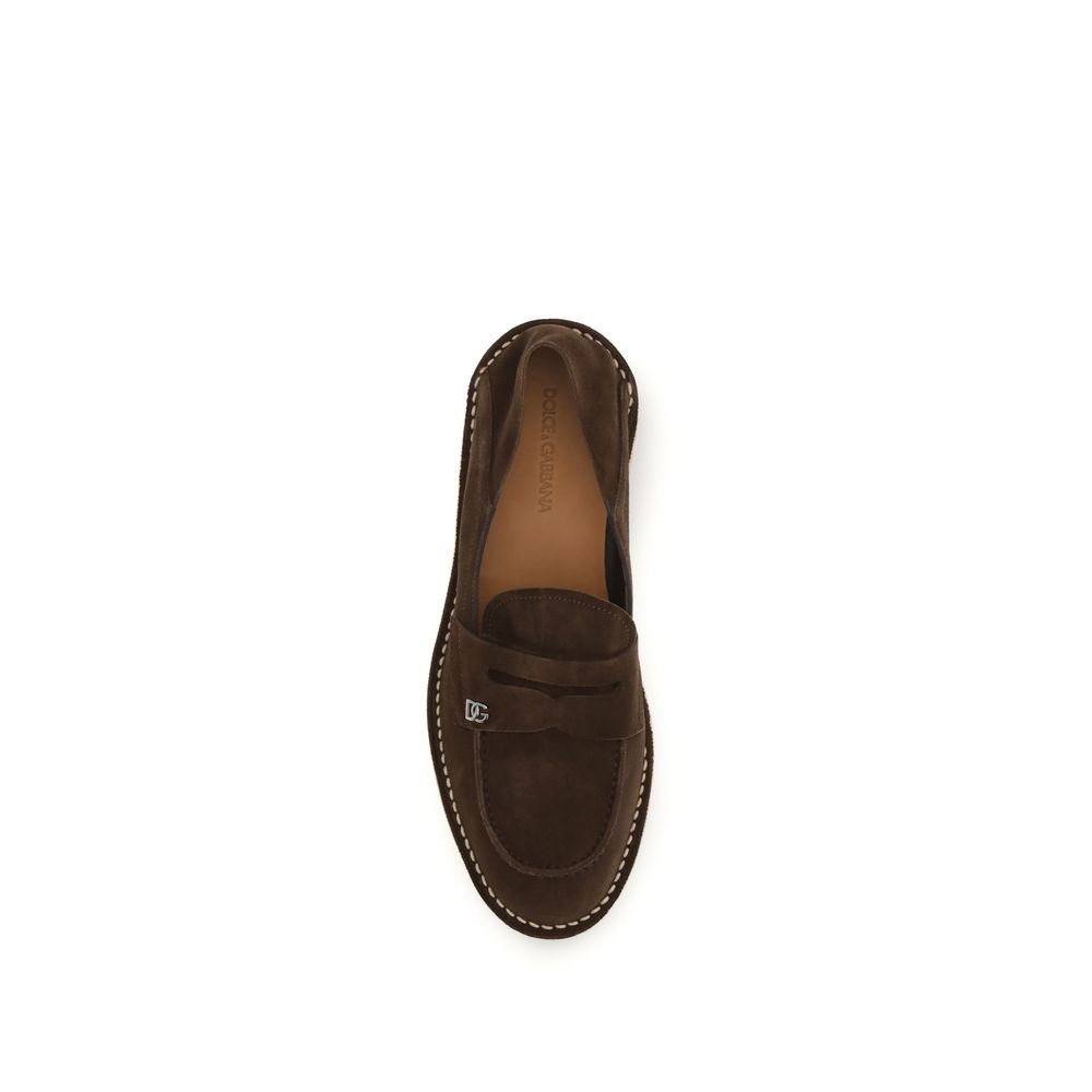 Dolce & Gabbana Braune Kalbsleder-Slipper aus Rindsleder