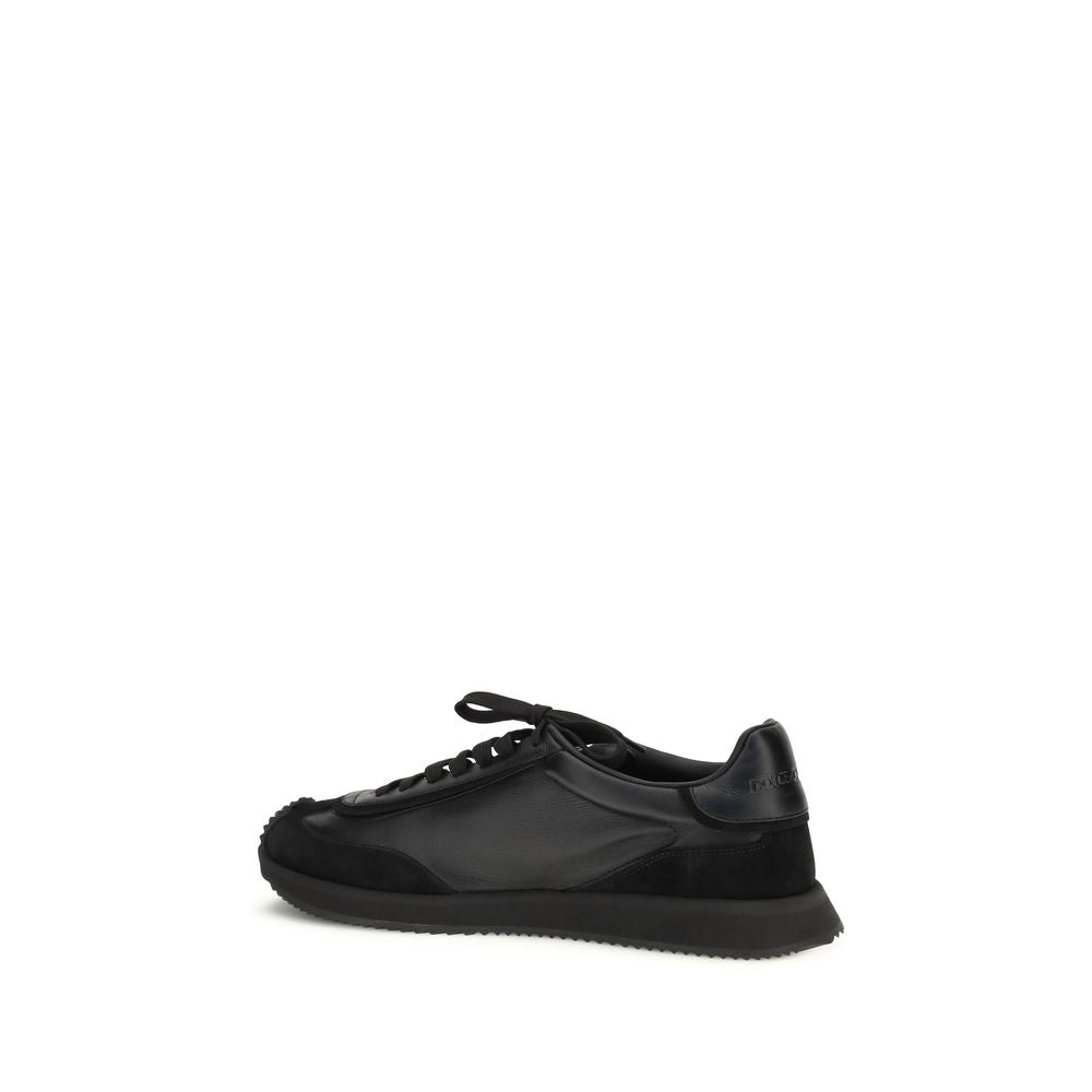 Chaussures de sport noires Dolce & Gabbana en cuir de veau Bos Taurus, sneakers athlétiques élégants et confortables.