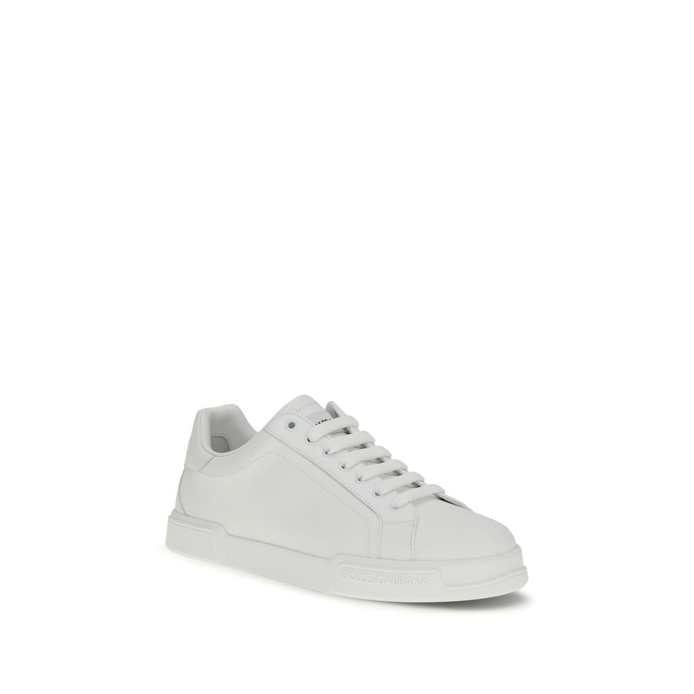 Dolce & Gabbana Weiße Kalbsleder Bos Taurus Low Top Sneakers
