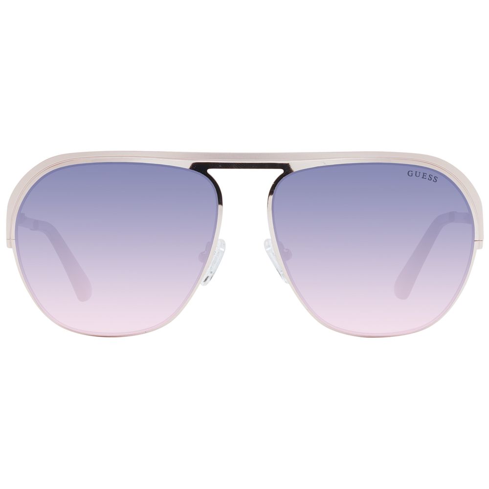Lunettes de soleil en métal doré rose Guess, style élégant avec monture fine et verres teintés pour un look sophistiqué.