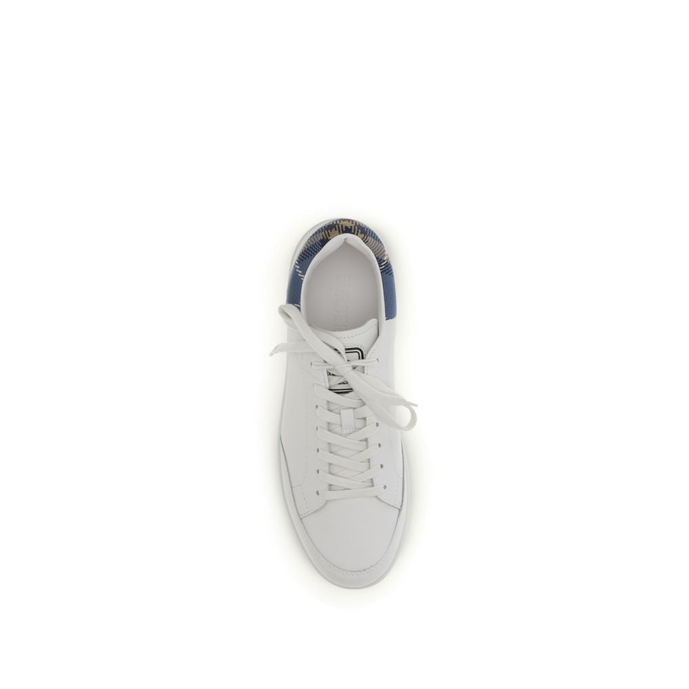 Sneakers basses en cuir de veau blanc Burberry Bos Taurus, chaussures décontractées pour homme.