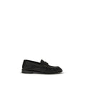 Mocassins Saint Laurent en cuir de veau noir Bos Taurus, slip-on élégants avec finition lisse et semelle en cuir.