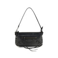 Sac à épaule Balenciaga en cuir d'agneau noir, design élégant et moderne, avec détails sophistiqués et finition de haute qualité.