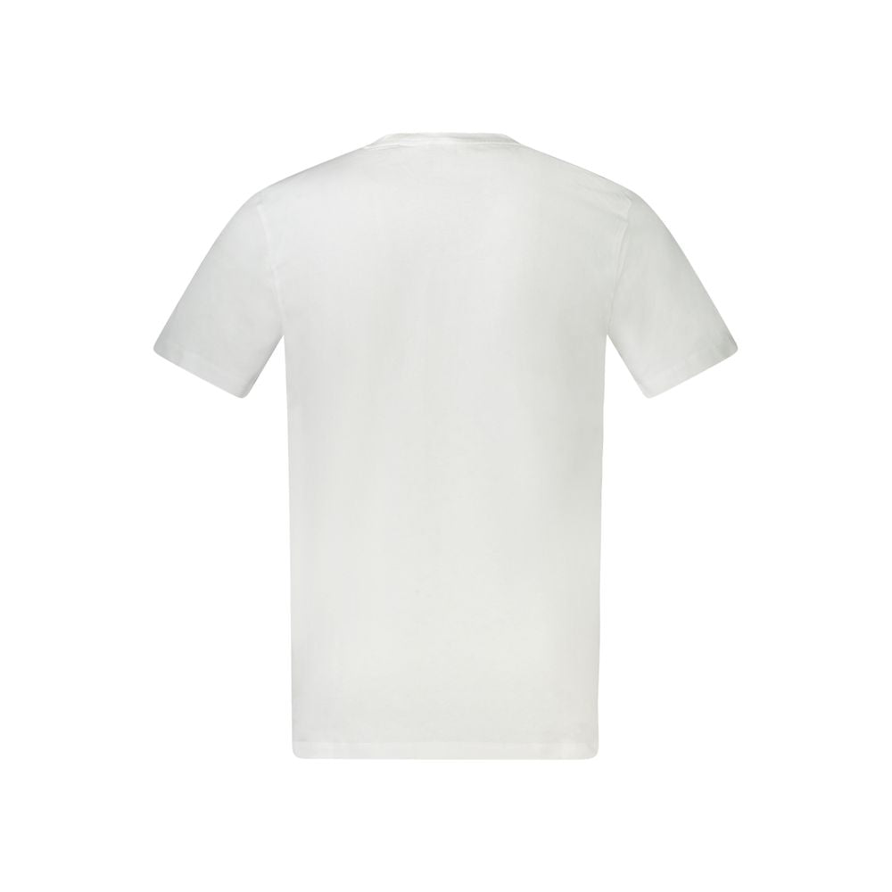T-shirt blanc en coton pour homme de la marque Hugo Boss, coupe classique, porté sur mannequin.