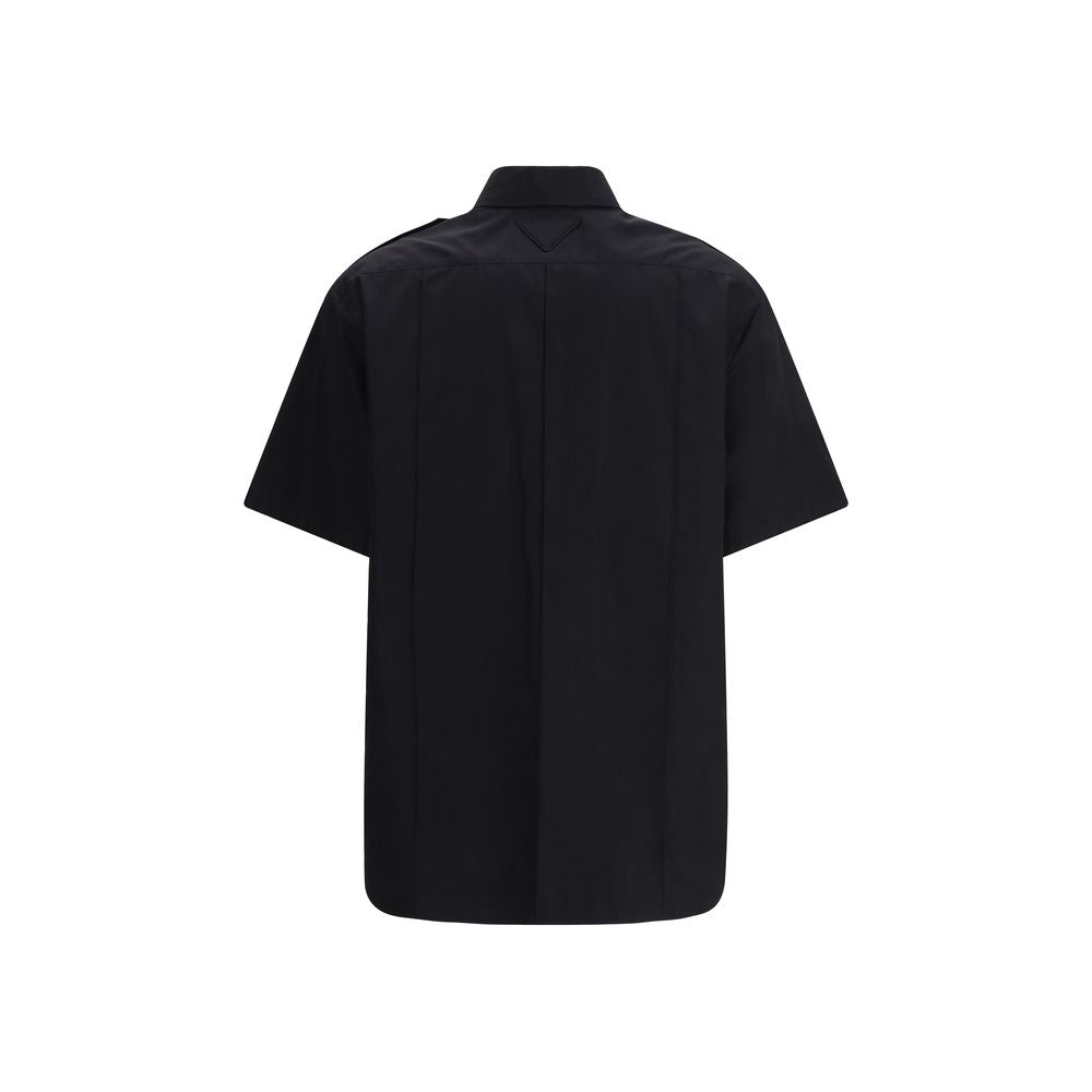 Prada Schwarzes Baumwoll-Kurzarmhemd