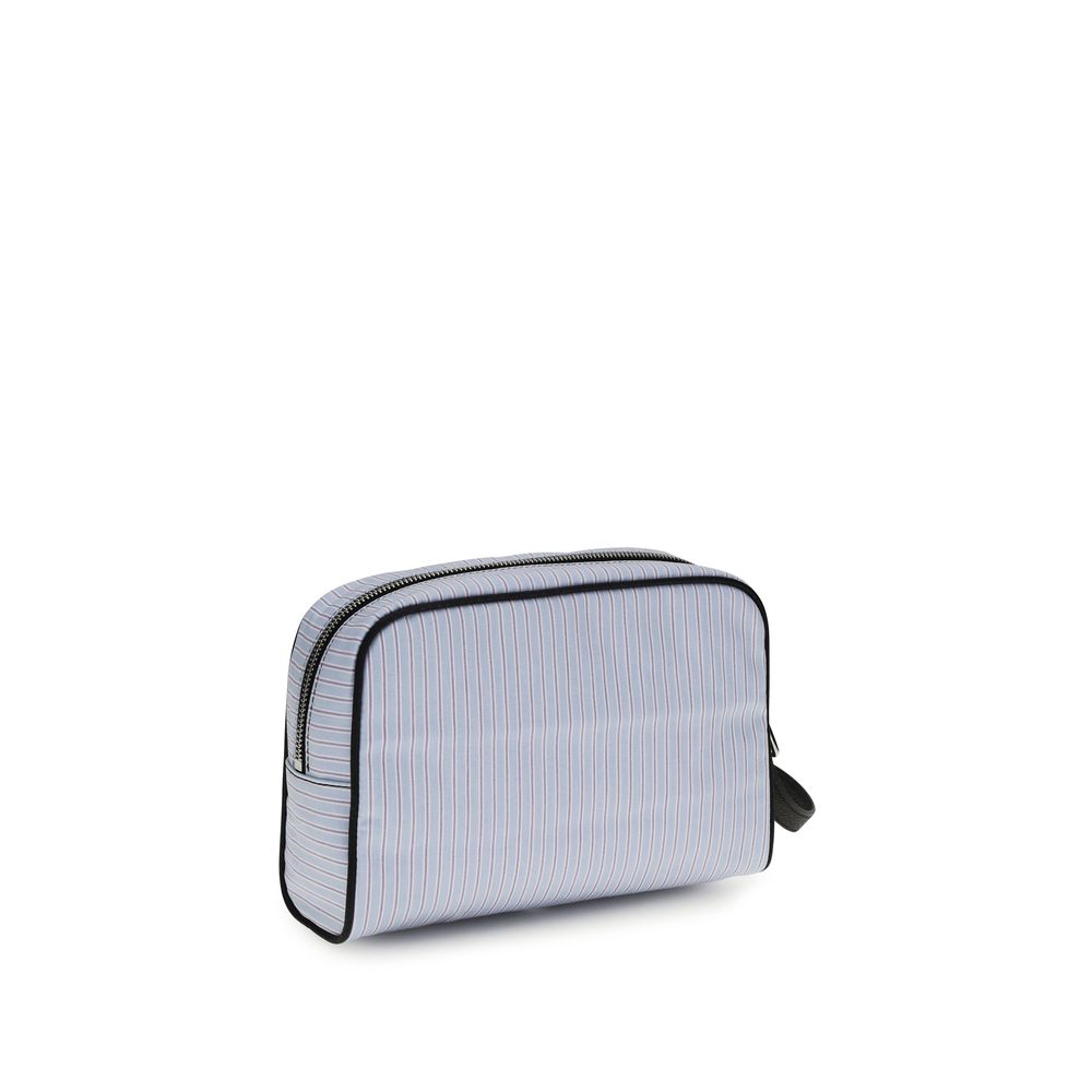 Sac à main en coton bleu Dolce & Gabbana avec détails élégants, vue de face sur fond neutre.