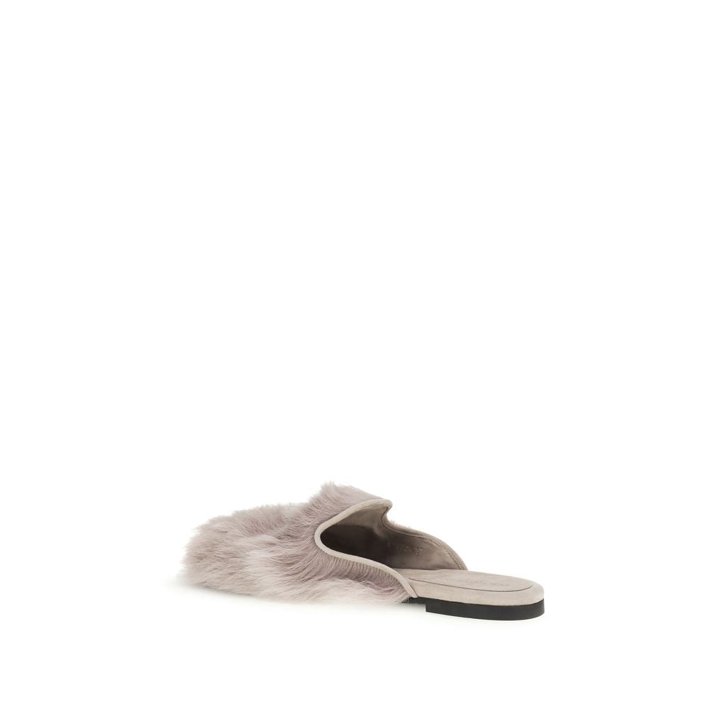 Mules Dolce & Gabbana en agneau gris Ovis Aries avec design élégant et finition sophistiquée.