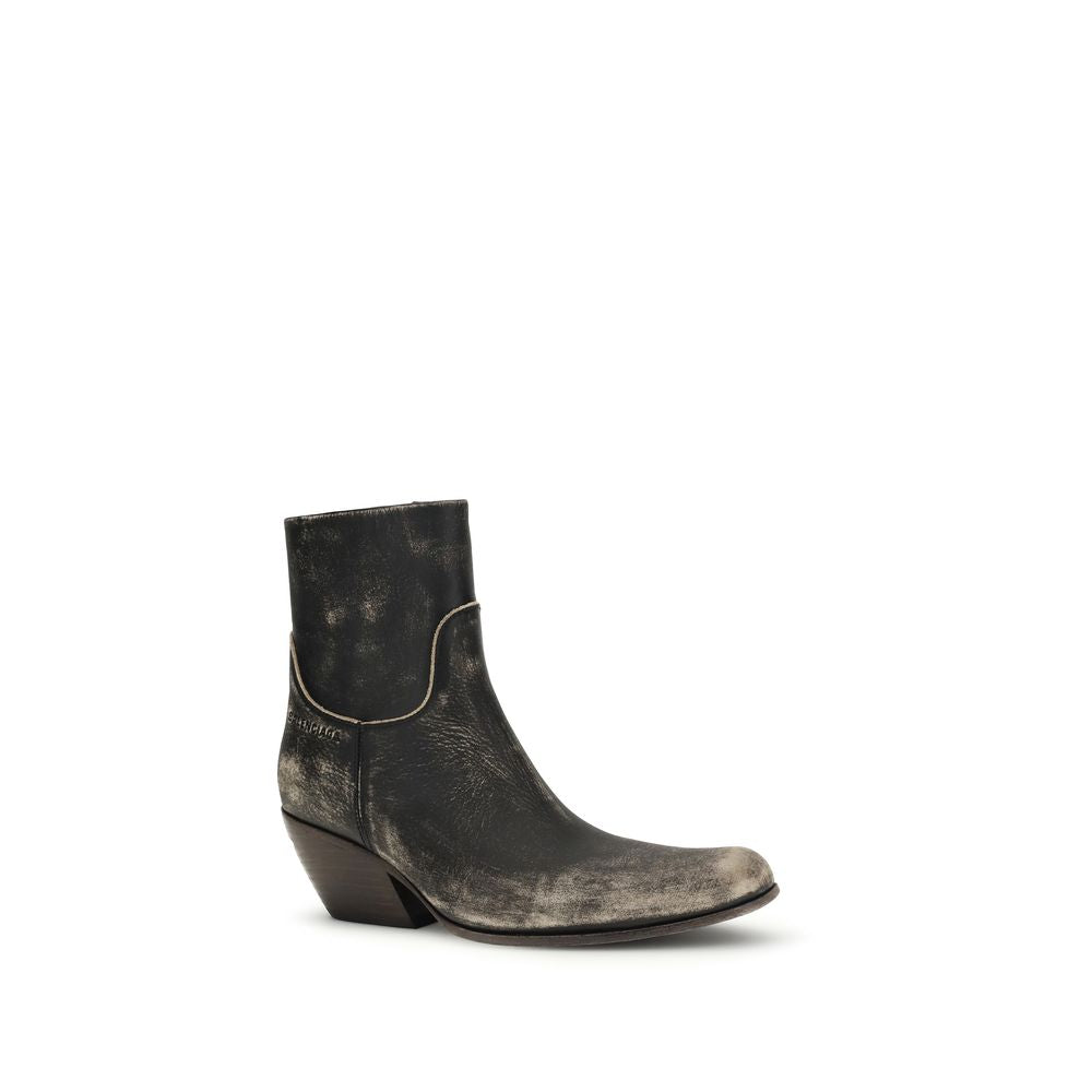 Bottes ankle en cuir de veau noir Balenciaga Bos Taurus, style élégant et moderne.