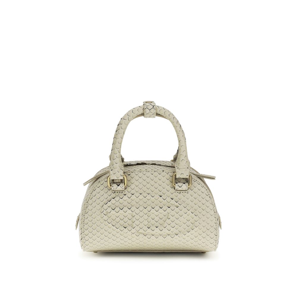 Sac à main Diesel Bos Taurus en cuir de veau beige, avec détails élégants et poignée en cuir robuste.