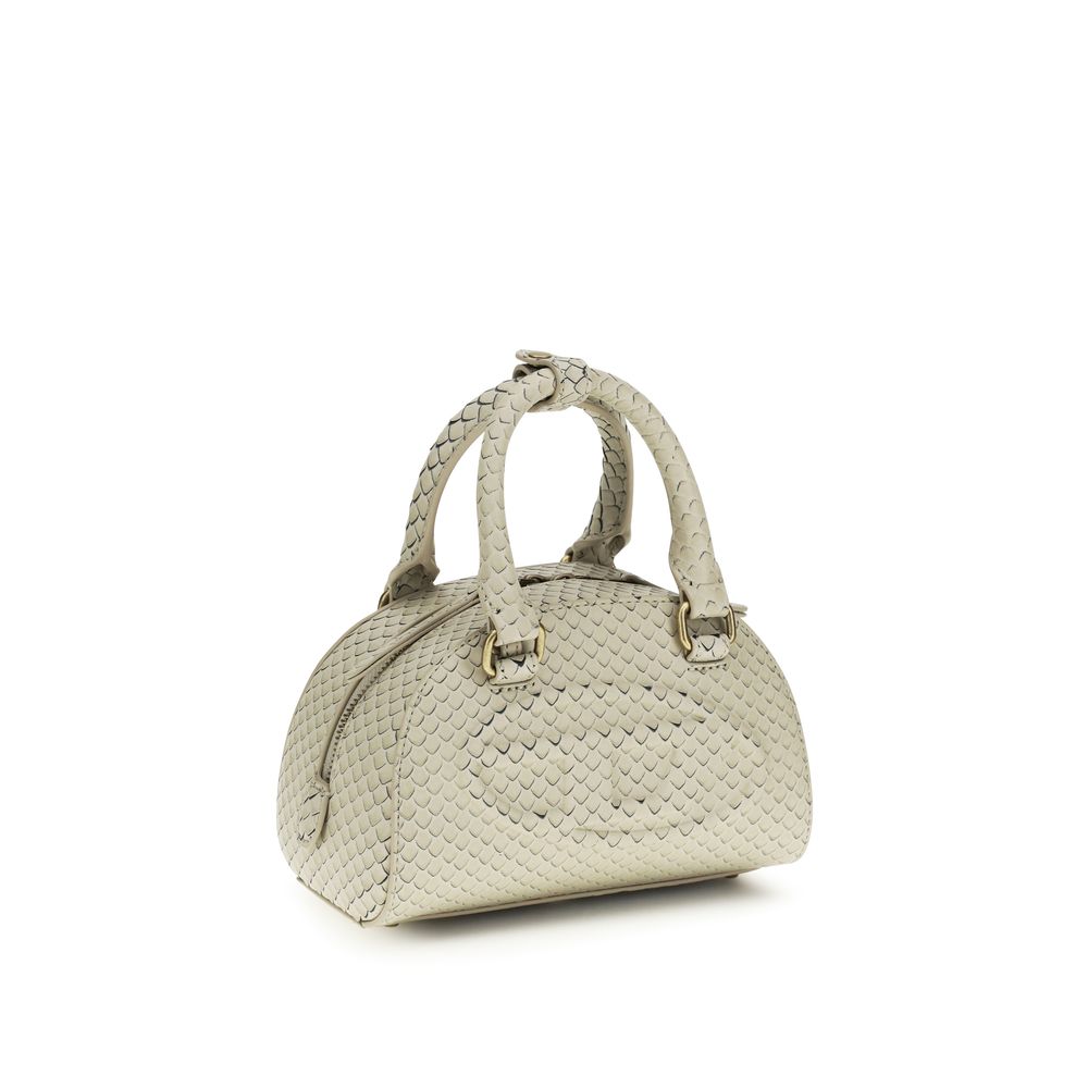 Sac à main Diesel en cuir de veau beige Bos Taurus, avec détails élégants et poignée en cuir.