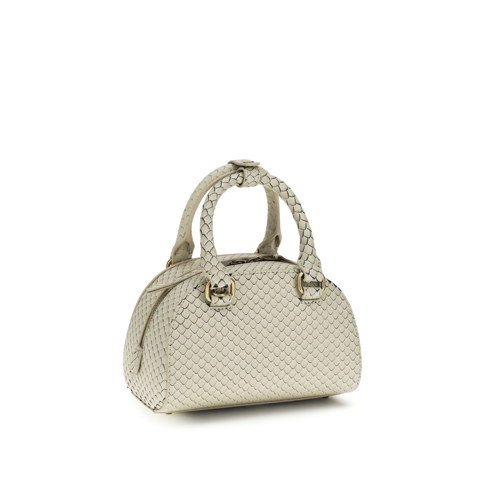 Sac à main Diesel en cuir de veau beige Bos Taurus avec poignées et détails élégants, pour un style sophistiqué.