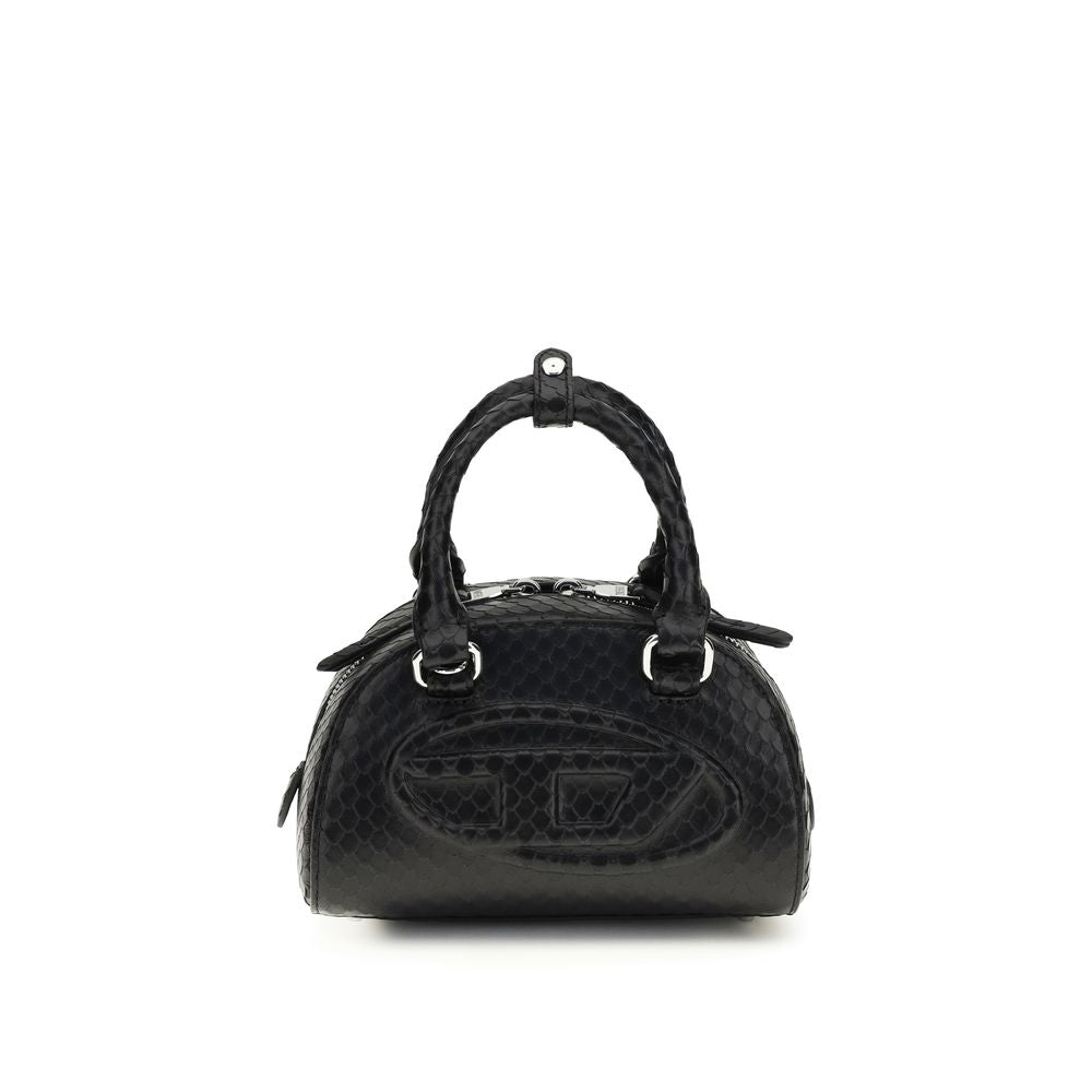 Sac à main en cuir de veau noir Diesel Bos Taurus, design élégant avec détails sophistiqués, pour un style chic et moderne.