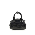 Sac à main en cuir de veau noir Diesel Bos Taurus, design élégant avec détails sophistiqués, pour un style chic et moderne.