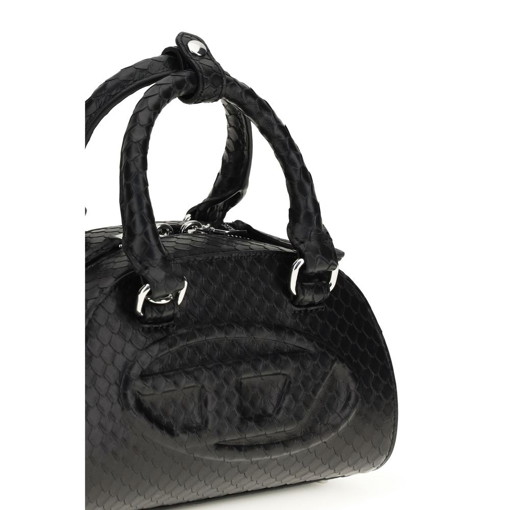 Sac à main Diesel Bos Taurus en cuir de veau noir, élégant et robuste, avec détails sophistiqués et finition soignée.