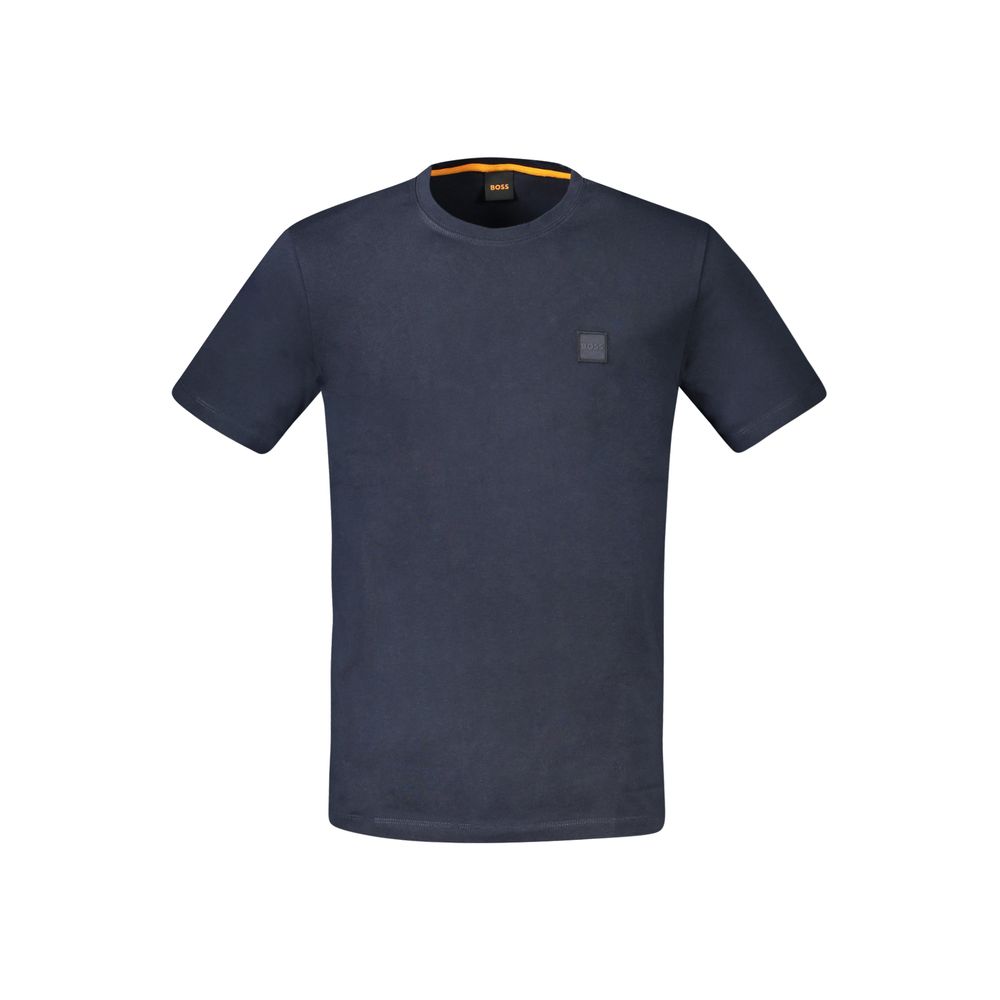 T-shirt homme en coton bleu de la marque Hugo Boss, coupe classique avec col rond et logo discret sur la poitrine.