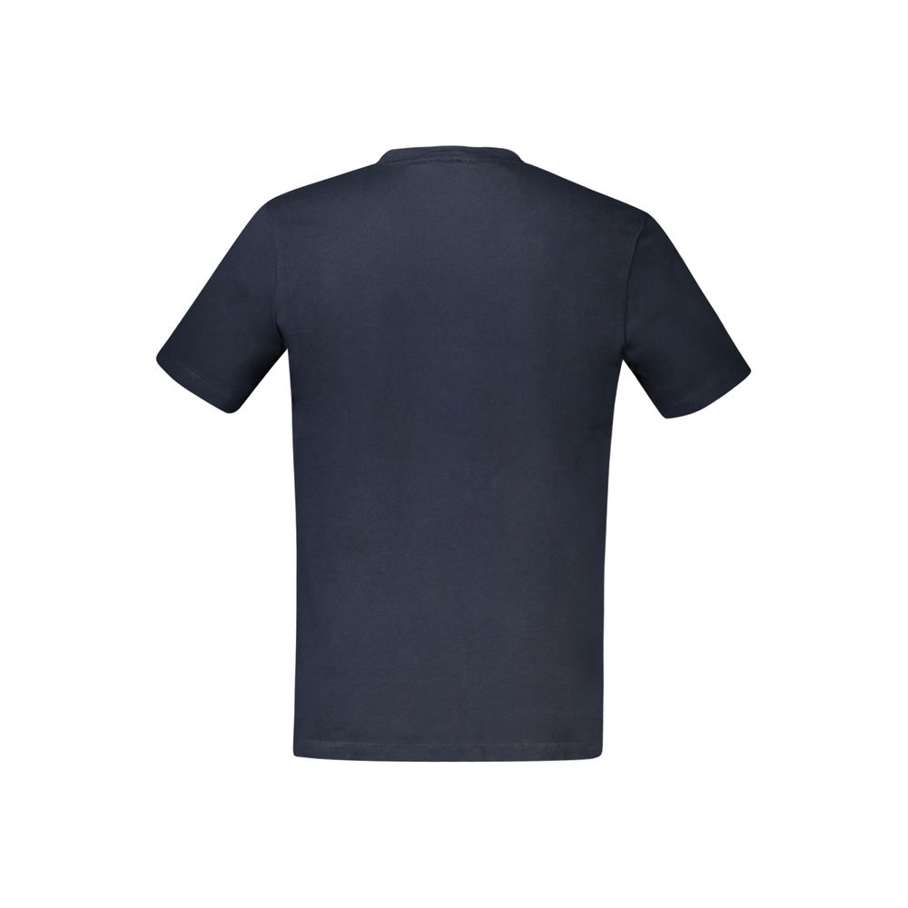 T-shirt bleu en coton pour homme de la marque Hugo Boss, coupe classique avec col rond et manches longues.