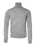 Pull à col roulé gris Dolce & Gabbana à manches longues, en maille douce, porté sur un mannequin.