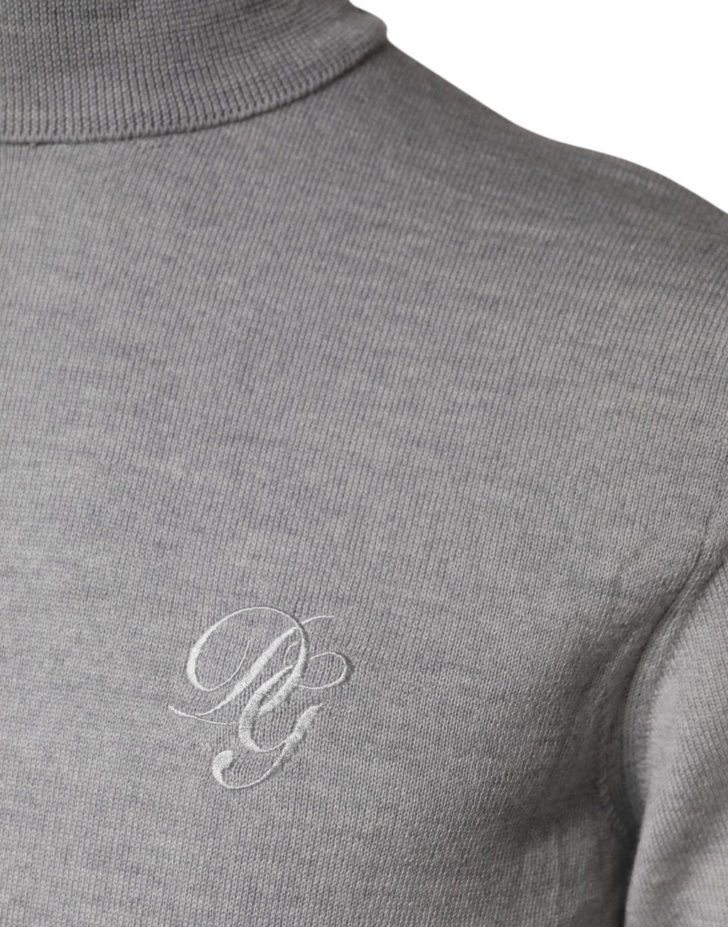 Pull encolure roulée gris de Dolce & Gabbana, pull-over en laine à manches longues, style élégant et sophistiqué.