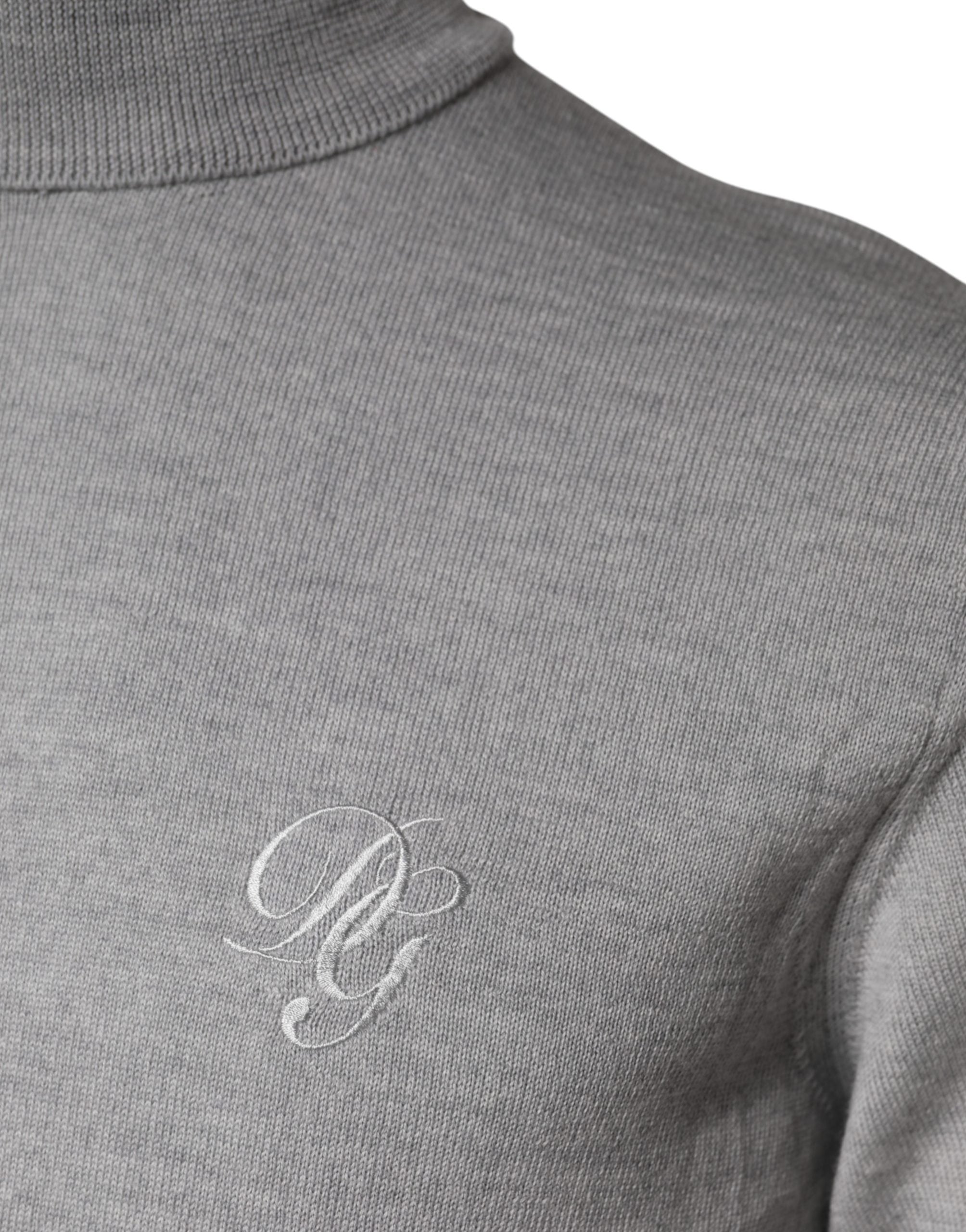 Pull encolure roulée gris de Dolce & Gabbana, pull-over en laine à manches longues, style élégant et sophistiqué.