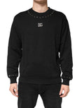 Dolce & Gabbana Schwarzer verzierter Baumwollpullover