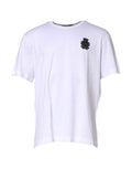 T-shirt blanc en coton Dolce & Gabbana avec logo DG brodé pour homme, vue de face.