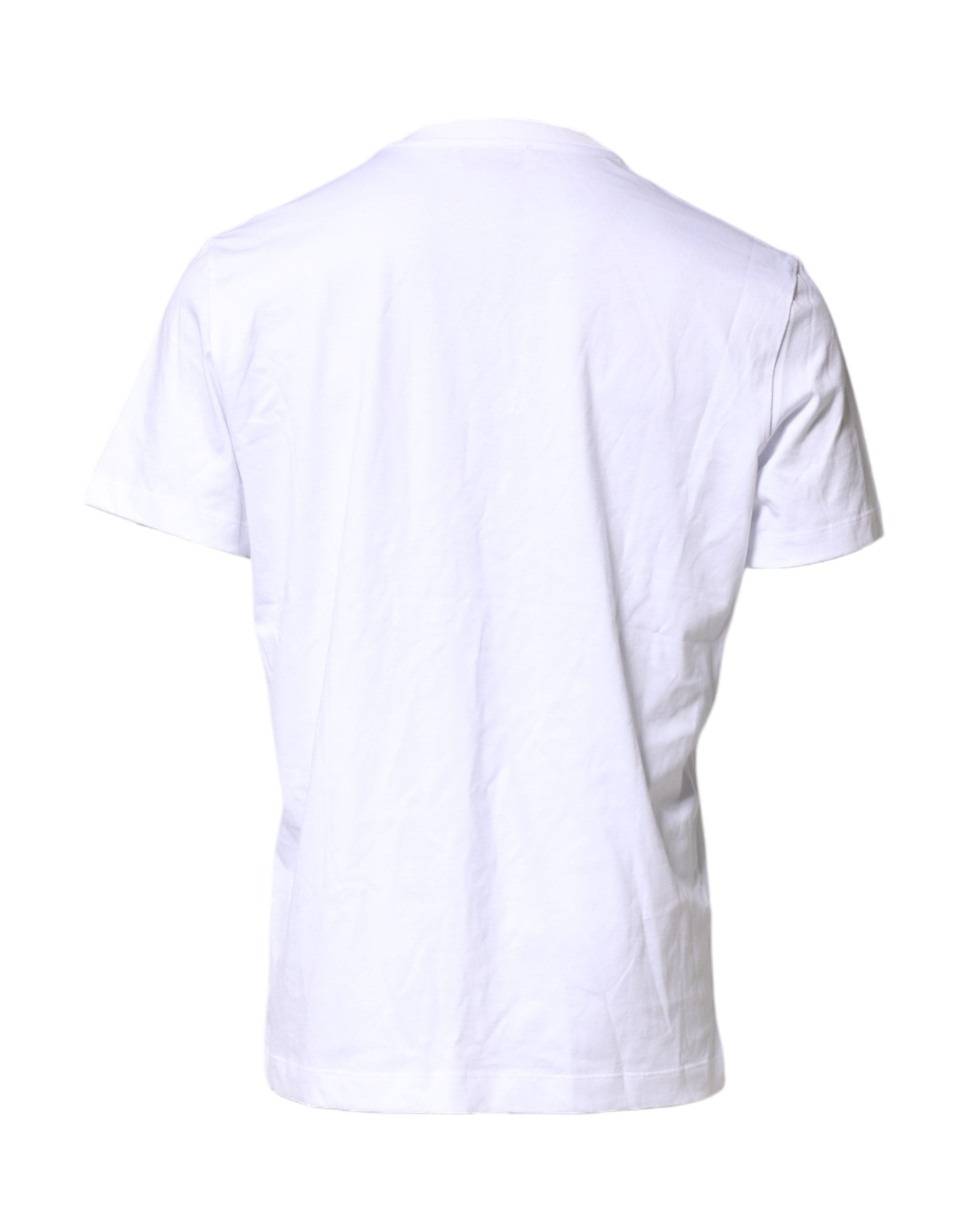 T-shirt blanc pour homme Dolce & Gabbana en coton avec broderie du logo DG, style élégant et décontracté.
