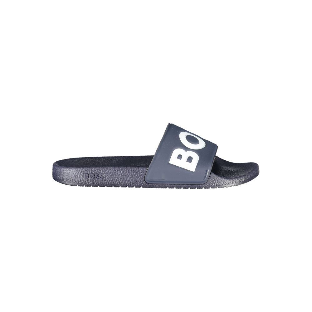 Chaussures homme Hugo Boss Blu Poliuretano, ciabatte élégantes en matière synthétique, visibles en gros plan.