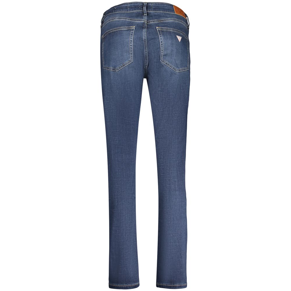 Jeans skinny pour femmes Guess Jeans en lyocell bleu, coupe ajustée et tendance, visible sur le modèle.