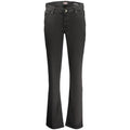 Jeans pour femmes Guess Jeans en coton noir, coupe classique et ajustée, visibles en détail sur l'image.
