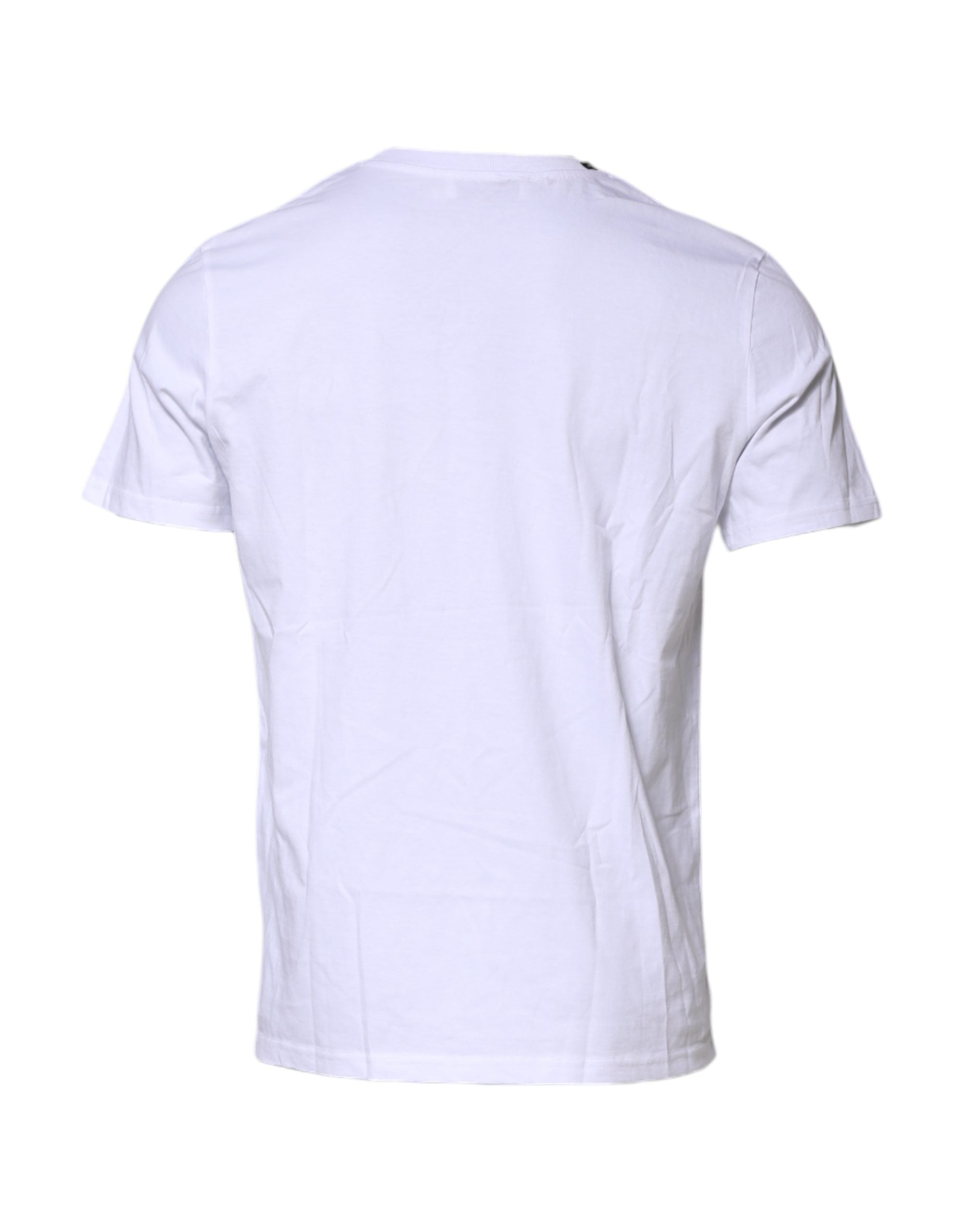 T-shirt blanc en coton avec motif léopard Dolce & Gabbana à col rond, style décontracté et tendance.
