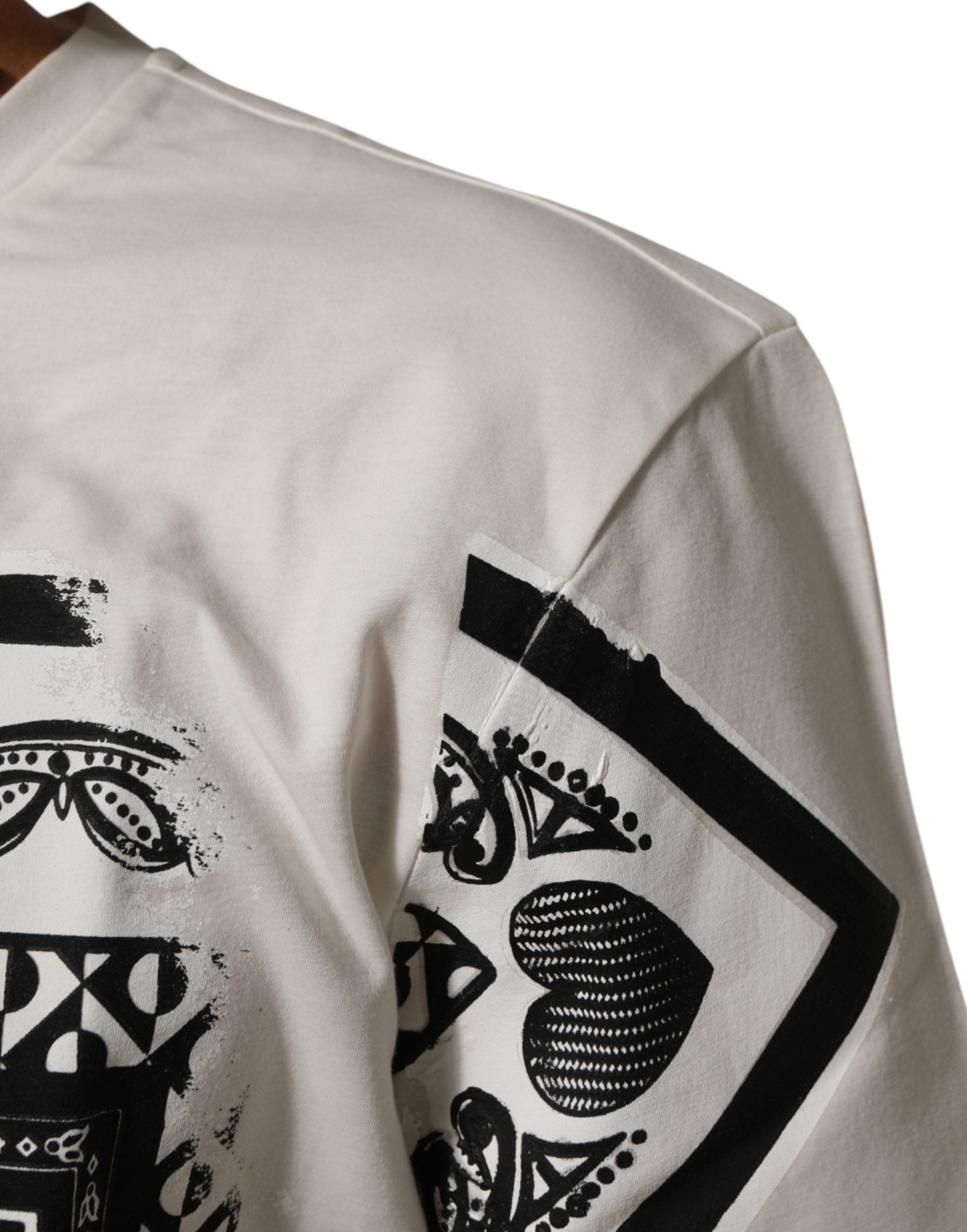 T-shirt homme blanc Dolce & Gabbana en coton avec motif bandana, col rond et coupe décontractée.