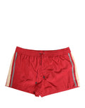 Shorts de bain pour homme Dolce & Gabbana en polyester rouge avec cordon de serrage, style décontracté et tendance.