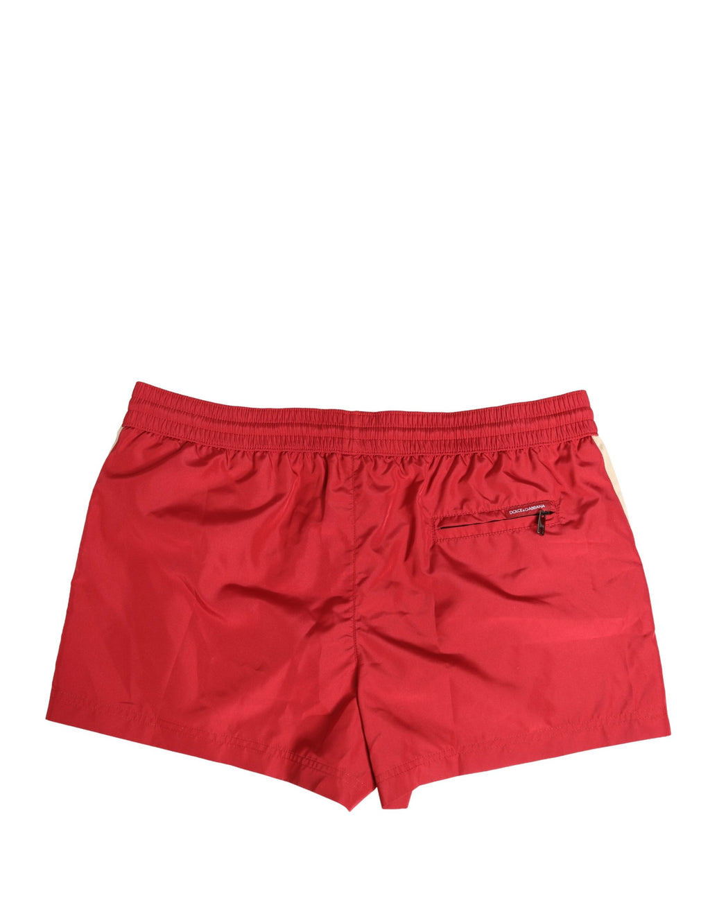 Shorts de bain homme en polyester rouge Dolce & Gabbana avec cordon de serrage, style décontracté et tendance.