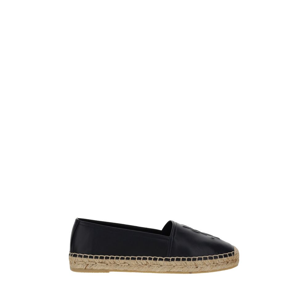 Espadrilles noires Saint Laurent en agneau Ovis Aries avec semelle en corde, élégantes et confortables pour l'été.