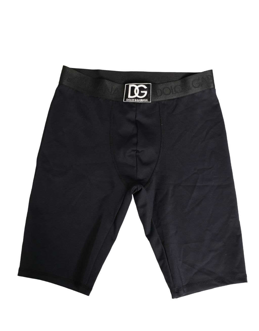Boxers homme Dolce & Gabbana noir avec ceinture logo, sous-vêtements confortables et élégants, vue de face.
