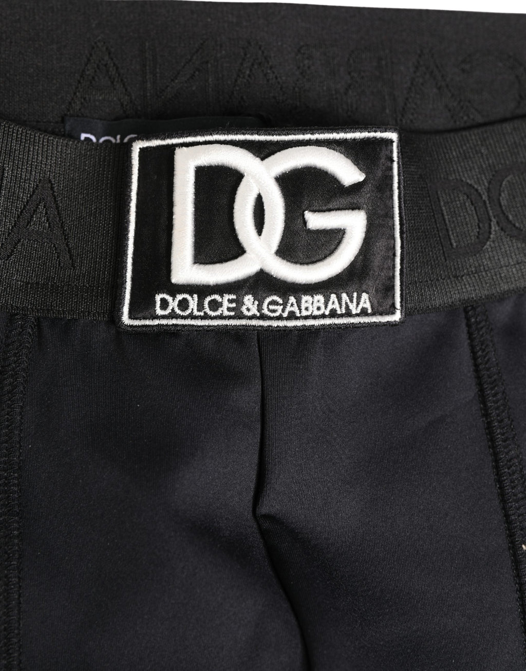 Boxers Dolce & Gabbana noirs avec ceinture à logo, sous-vêtements pour homme, look élégant et confortable.