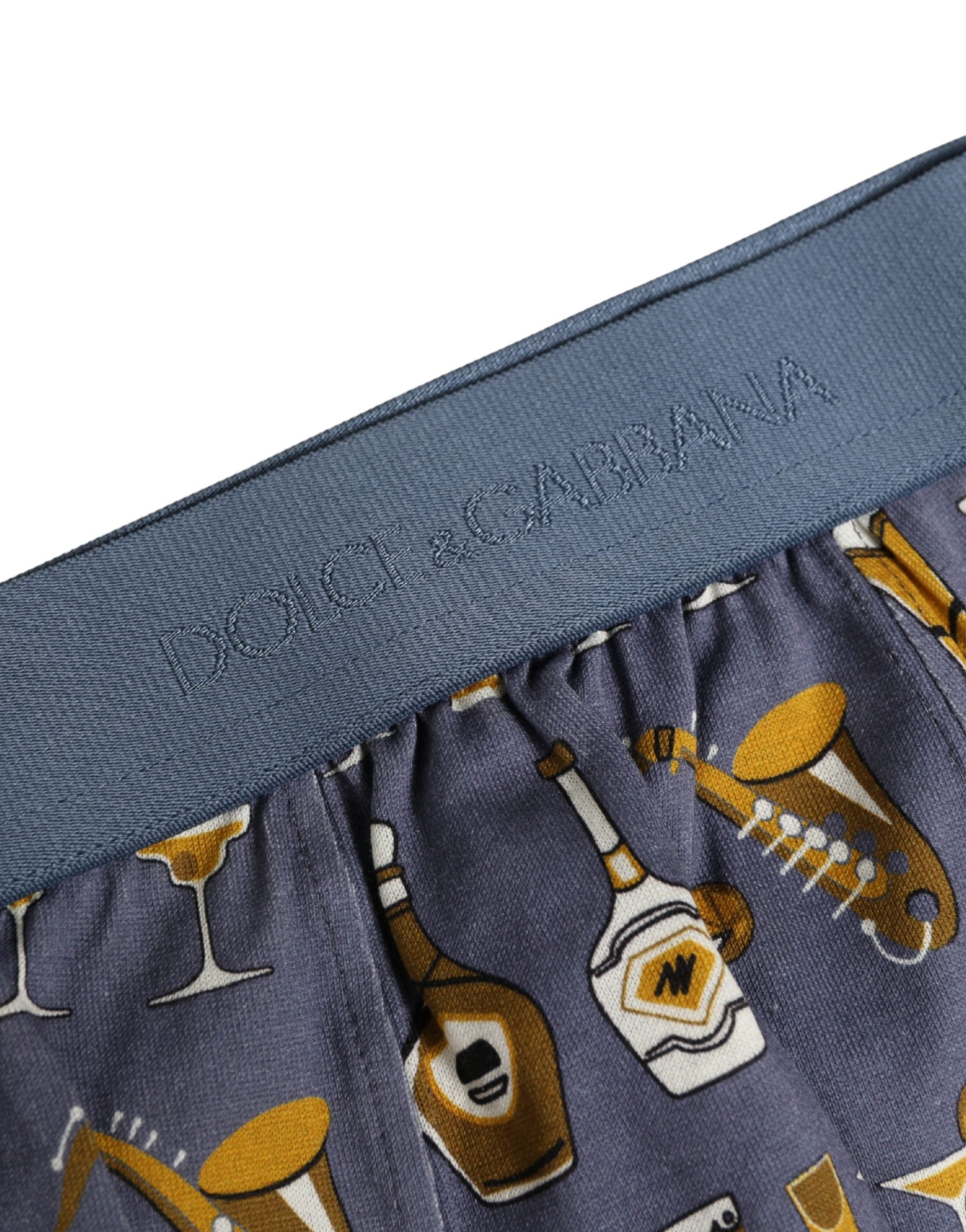 Sous-vêtements pour homme Dolce & Gabbana Brando Brief gris avec motif jazz cocktail, en coton confortable.