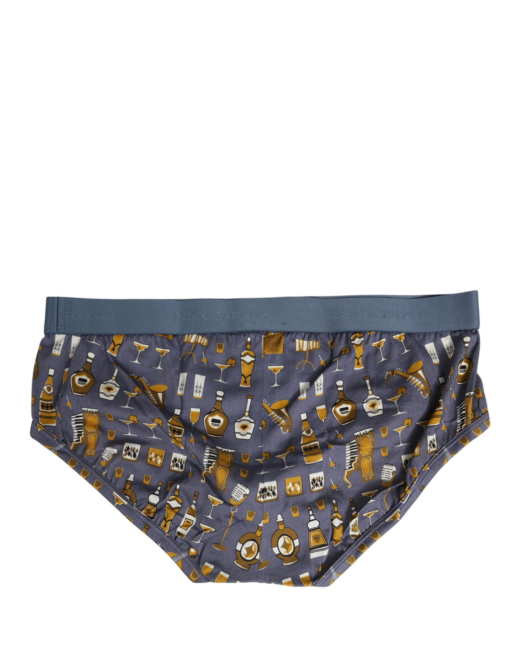 Sous-vêtements homme Dolce & Gabbana Brando Brief gris avec motif jazz et cocktail, en coton confortable.
