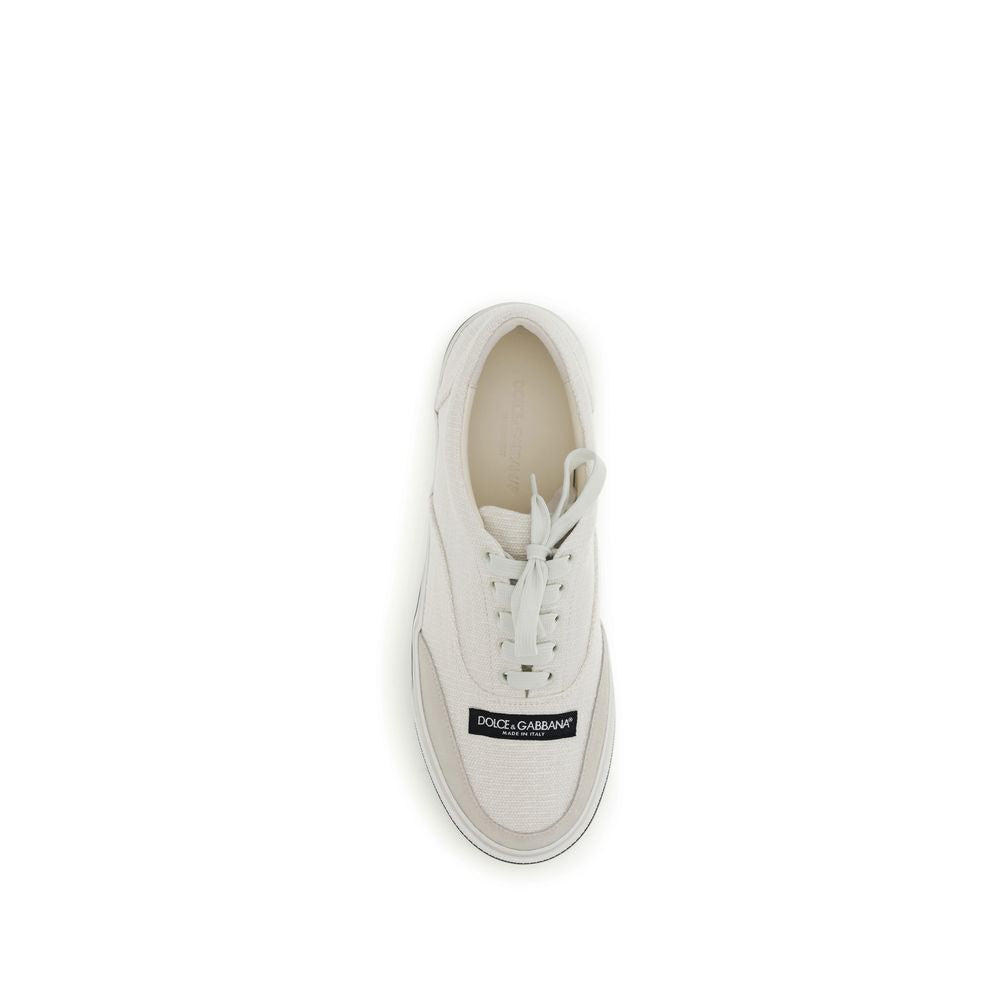 Chaussures basses en lin blanc de Dolce & Gabbana, baskets élégantes pour un style décontracté et sophistiqué.