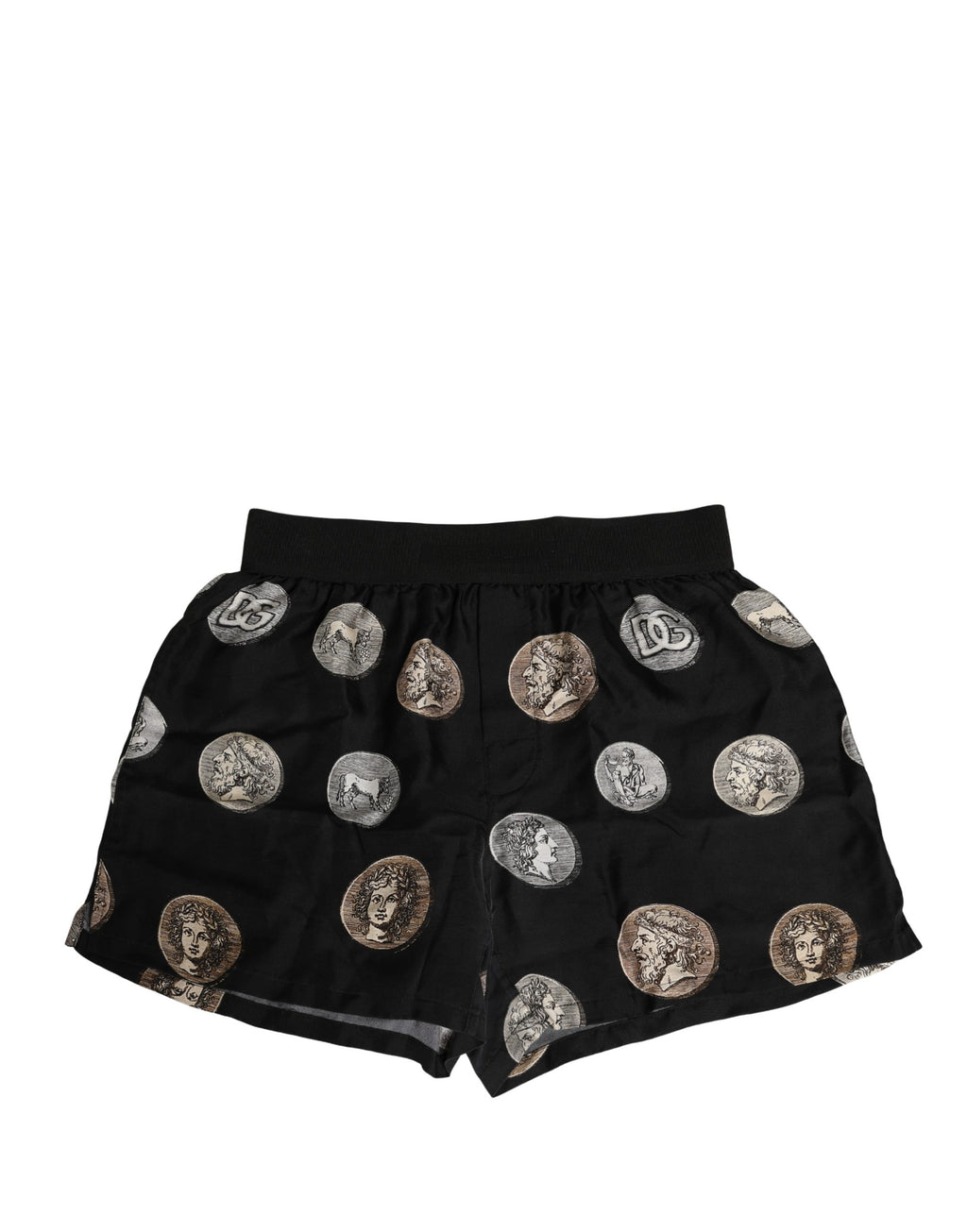 Boxers Dolce & Gabbana avec motif de pièces anciennes noires, sous-vêtements masculins en coton confortable.