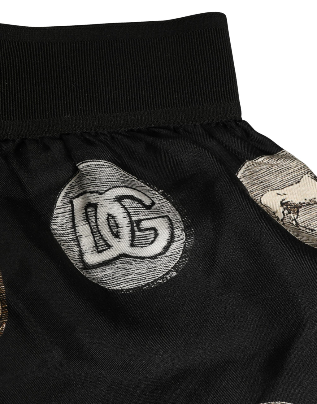 Boxers Dolce & Gabbana noirs avec motif de pièces anciennes, sous-vêtements masculins en coton élégants et confortables.