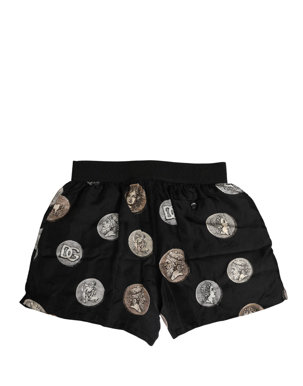 Boxers Dolce & Gabbana noirs avec motif de pièces anciennes, sous-vêtements masculins en coton, style élégant et décontracté.